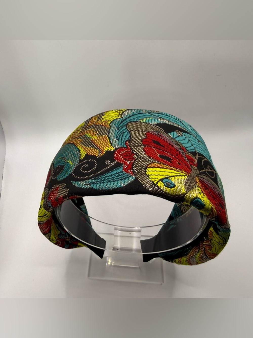 Floral butterfly Embroidered Padded Headband - Multicolor wide headband - Picture 3 of 7